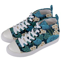 Blue Roses Women s Mid-top Canvas Sneakers by goljakoff