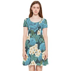 Blue roses Inside Out Cap Sleeve Dress