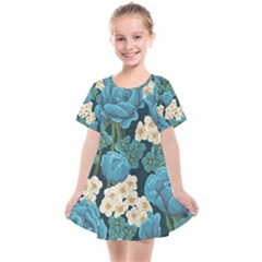 Blue roses Kids  Smock Dress