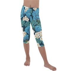 Blue Roses Kids  Lightweight Velour Capri Leggings 