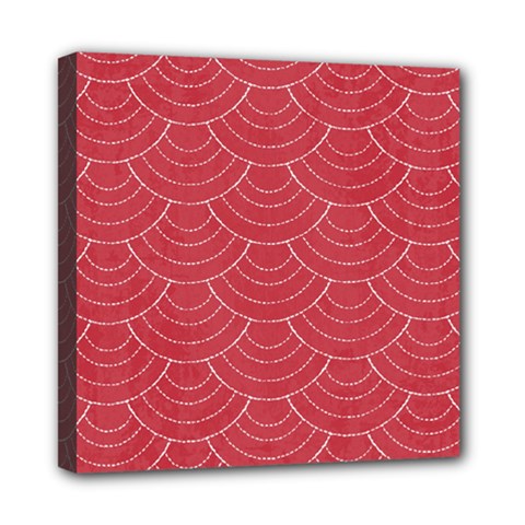 Red Sashiko Mini Canvas 8  X 8  (stretched) by goljakoff