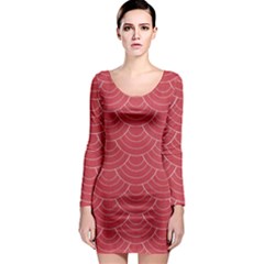 Red Sashiko Long Sleeve Bodycon Dress by goljakoff