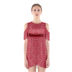 Red Sashiko Shoulder Cutout One Piece Dress by goljakoff