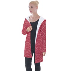 Red Sashiko Longline Hooded Cardigan by goljakoff