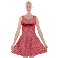 Red Sashiko Velvet Skater Dress by goljakoff