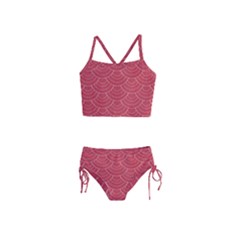 Red Sashiko Girls  Tankini Swimsuit