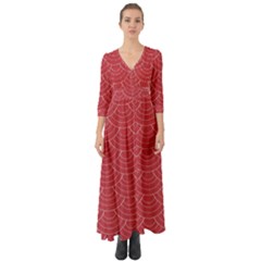 Red Sashiko Button Up Boho Maxi Dress by goljakoff