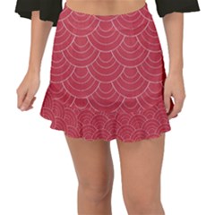 Red Sashiko Fishtail Mini Chiffon Skirt by goljakoff