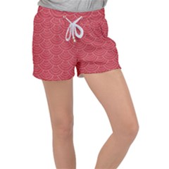 Red Sashiko Velour Lounge Shorts by goljakoff