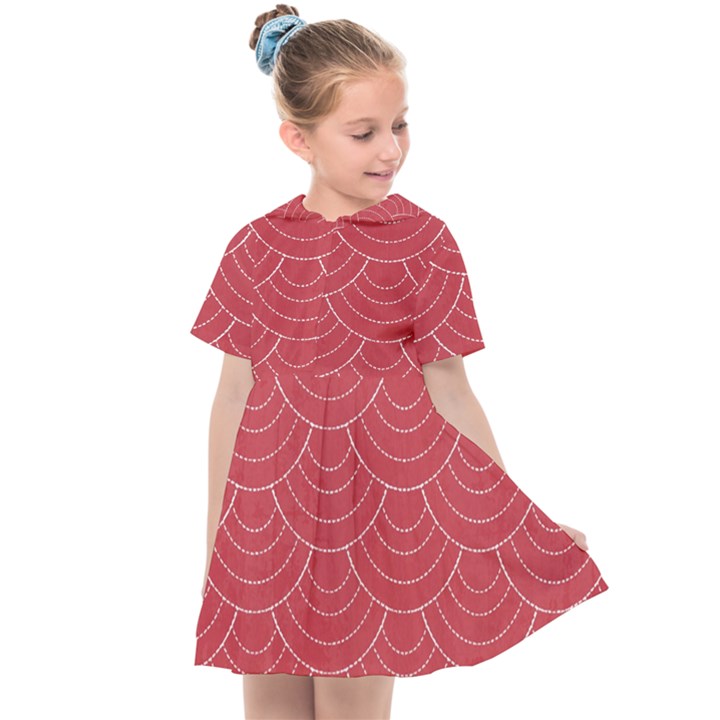 Red sashiko Kids  Sailor Dress