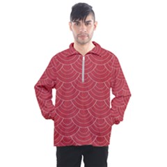 Red Sashiko Men s Half Zip Pullover by goljakoff