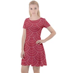 Red Sashiko Cap Sleeve Velour Dress  by goljakoff