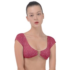 Red Sashiko Cap Sleeve Ring Bikini Top by goljakoff