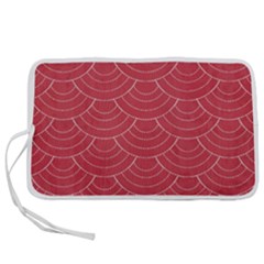 Red Sashiko Pen Storage Case (l) by goljakoff