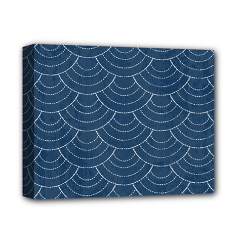 Blue Sashiko Deluxe Canvas 14  X 11  (stretched) by goljakoff