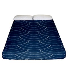 Blue Sashiko Fitted Sheet (king Size) by goljakoff