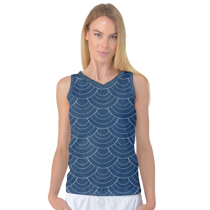 Blue sashiko Women s Basketball Tank Top