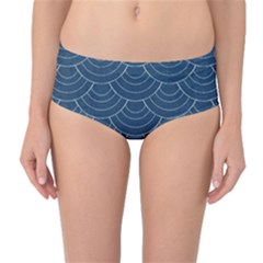 Blue Sashiko Mid-waist Bikini Bottoms by goljakoff