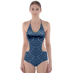 Blue Sashiko Cut-out One Piece Swimsuit by goljakoff