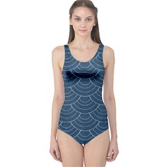 Blue Sashiko One Piece Swimsuit by goljakoff