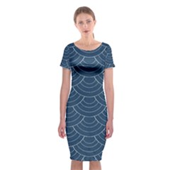 Blue Sashiko Classic Short Sleeve Midi Dress by goljakoff