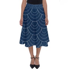 Blue Sashiko Perfect Length Midi Skirt by goljakoff