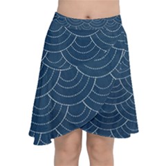 Blue Sashiko Chiffon Wrap Front Skirt by goljakoff