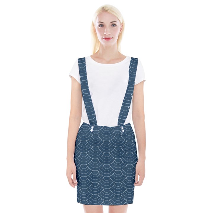 Blue sashiko Braces Suspender Skirt