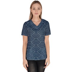 Blue Sashiko Women s V-neck Scrub Top by goljakoff