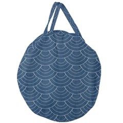 Blue Sashiko Giant Round Zipper Tote by goljakoff