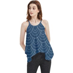 Blue Sashiko Flowy Camisole Tank Top by goljakoff