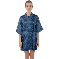 Blue Sashiko Half Sleeve Satin Kimono  by goljakoff