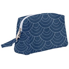 Blue Sashiko Wristlet Pouch Bag (large) by goljakoff