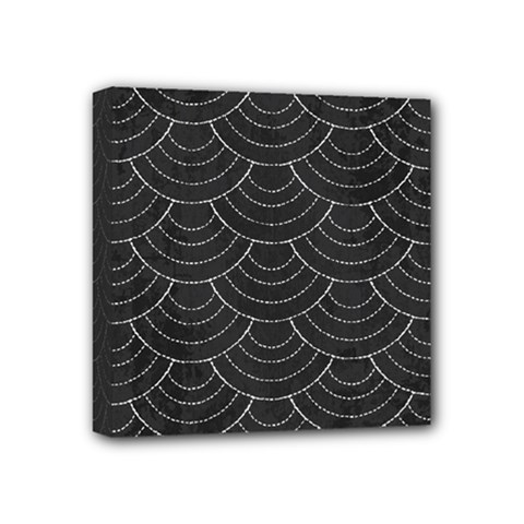 Black Sashiko Ornament Mini Canvas 4  X 4  (stretched) by goljakoff