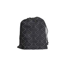 Black Sashiko Ornament Drawstring Pouch (small) by goljakoff