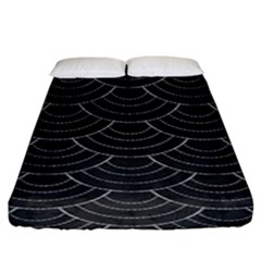 Black Sashiko Ornament Fitted Sheet (king Size) by goljakoff