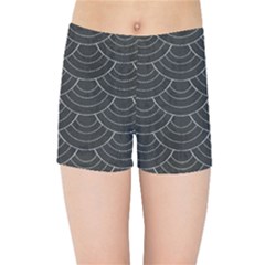 Black Sashiko Ornament Kids  Sports Shorts by goljakoff