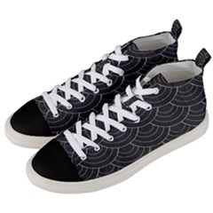 Black Sashiko Ornament Men s Mid-top Canvas Sneakers by goljakoff