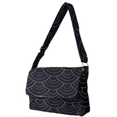 Black Sashiko Ornament Full Print Messenger Bag (s) by goljakoff