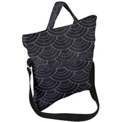 Black Sashiko Ornament Fold Over Handle Tote Bag by goljakoff