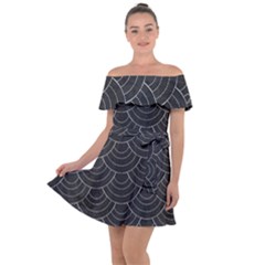 Black Sashiko Ornament Off Shoulder Velour Dress by goljakoff