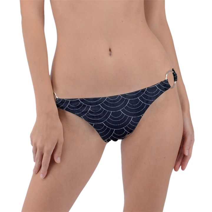 Black sashiko ornament Ring Detail Bikini Bottom