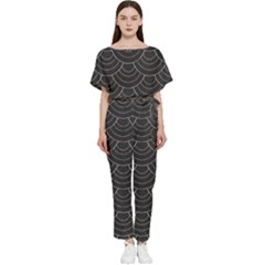 Black Sashiko Ornament Batwing Lightweight Jumpsuit by goljakoff