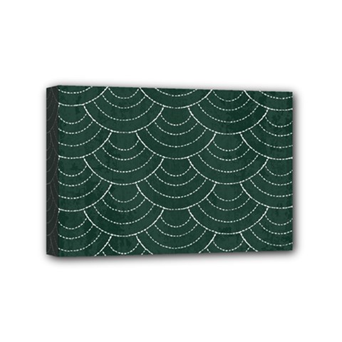 Green Sashiko Mini Canvas 6  X 4  (stretched) by goljakoff