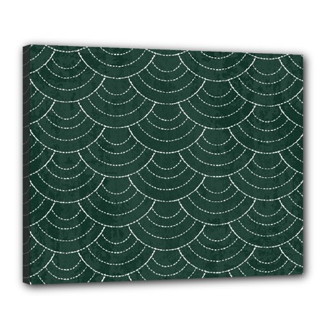 Green Sashiko Canvas 20  X 16  (stretched) by goljakoff