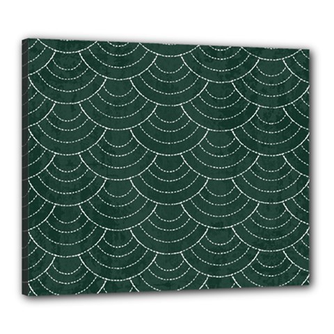 Green Sashiko Canvas 24  X 20  (stretched) by goljakoff