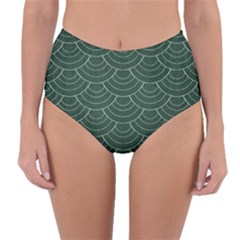 Green Sashiko Reversible High-waist Bikini Bottoms by goljakoff