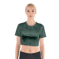 Green Sashiko Cotton Crop Top by goljakoff