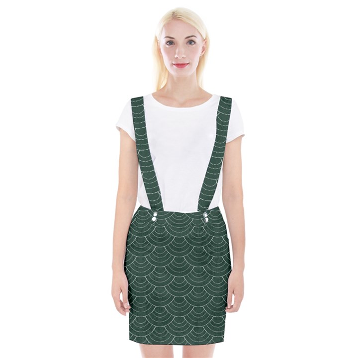 Green sashiko Braces Suspender Skirt