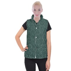 Green Sashiko Women s Button Up Vest by goljakoff